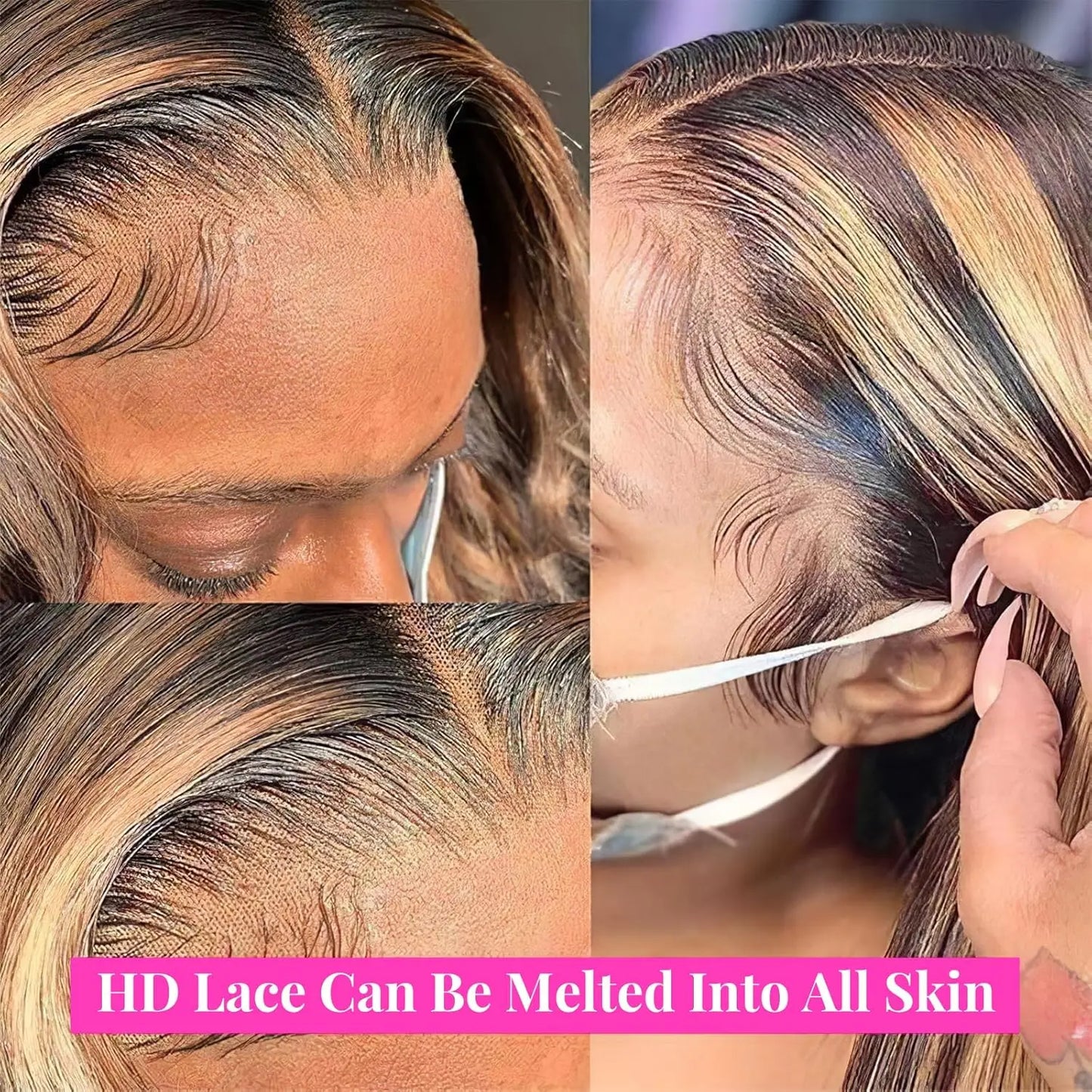 Body Wave Short Bob Wigs 4/27 Brown With Blonde Highlight Bob Wig Human Hair 13x4 Lace Frontal 200% Density Pre Plucked Bob Wigs