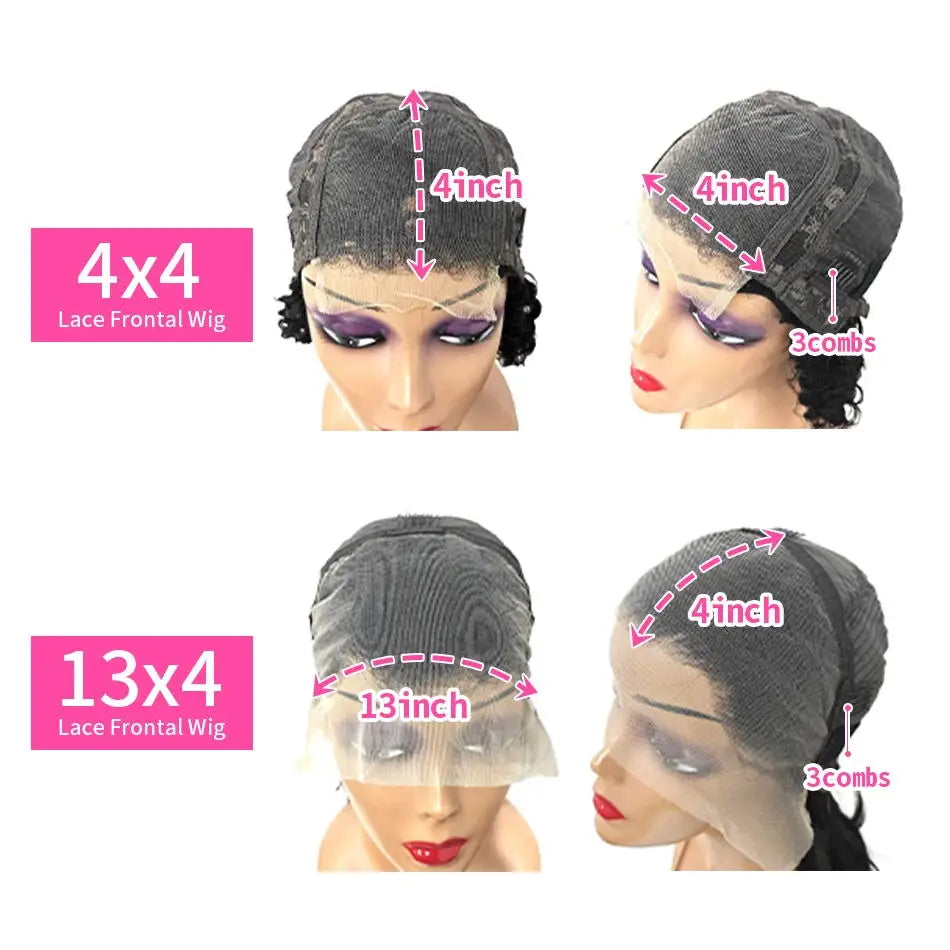 Deep Wave Bob Wigs 13x4 Lace Front Wig Transparent Short Bob Wigs Curly Human Hair Wig Pre Plucked 100% Human Hair For Women