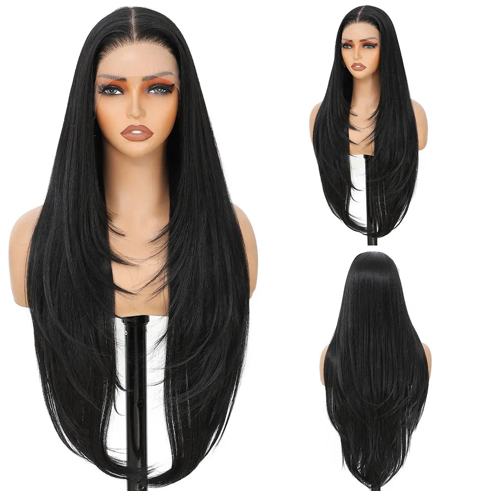 Synthetic HD Transparent Lace Front Wigs 13X4 Straight Highlight Cosplay Wigs 30 Inch Baby Hair Lace Frontal Wig For Women