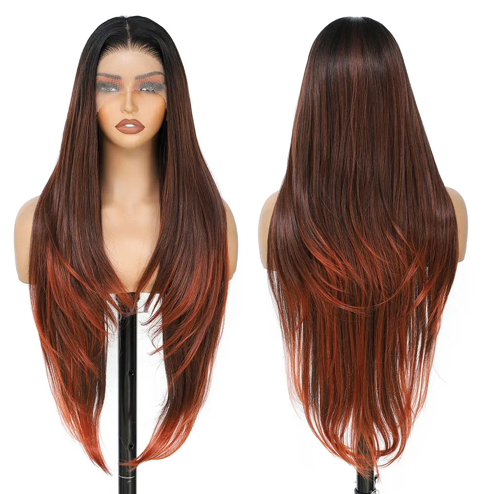 Synthetic HD Transparent Lace Front Wigs 13X4 Straight Highlight Cosplay Wigs 30 Inch Baby Hair Lace Frontal Wig For Women