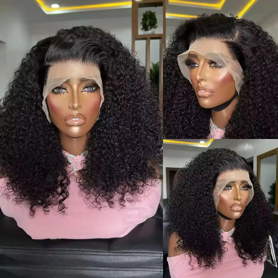 Deep Wave Bob Wigs 13x4 Lace Front Wig Transparent Short Bob Wigs Curly Human Hair Wig Pre Plucked 100% Human Hair For Women