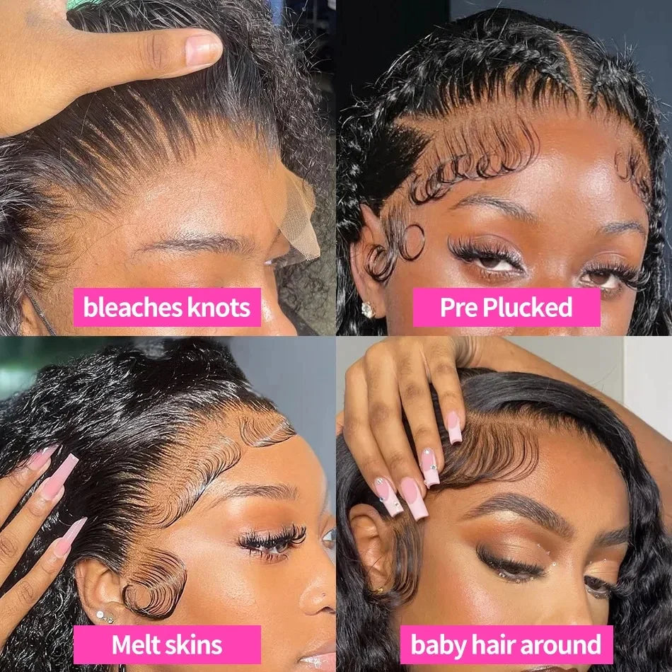 Deep Wave Bob Wigs 13x4 Lace Front Wig Transparent Short Bob Wigs Curly Human Hair Wig Pre Plucked 100% Human Hair For Women