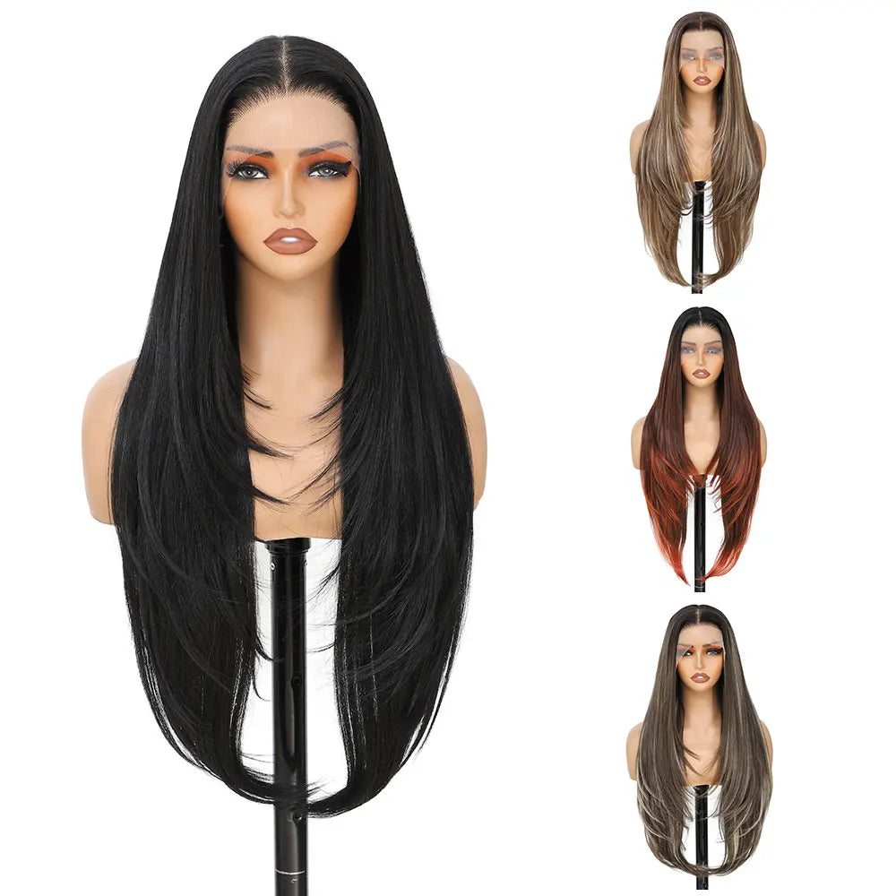 Synthetic HD Transparent Lace Front Wigs 13X4 Straight Highlight Cosplay Wigs 30 Inch Baby Hair Lace Frontal Wig For Women