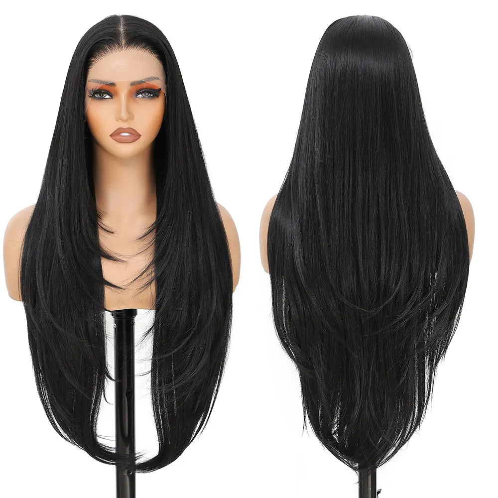 Synthetic HD Transparent Lace Front Wigs 13X4 Straight Highlight Cosplay Wigs 30 Inch Baby Hair Lace Frontal Wig For Women