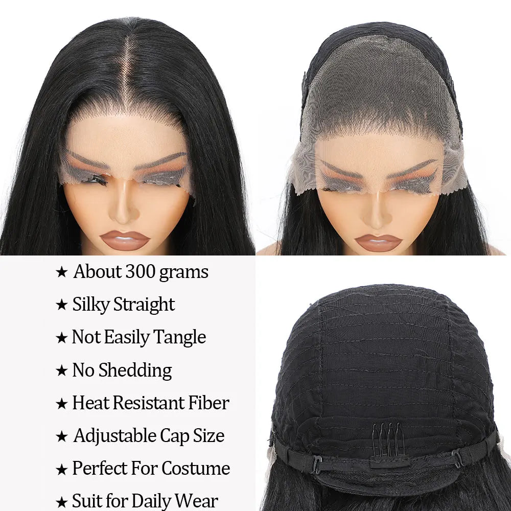Synthetic HD Transparent Lace Front Wigs 13X4 Straight Highlight Cosplay Wigs 30 Inch Baby Hair Lace Frontal Wig For Women