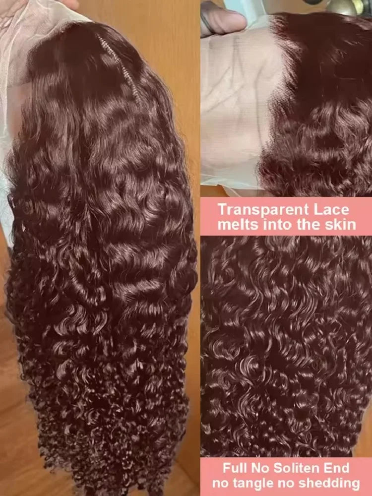 13x4 Deep Wave Chocolate Brown Lace Front Wigs 13x6 Hd Human Hair Lace Frontal Wig Colored Wig For Women 250 Density Pre Plucked