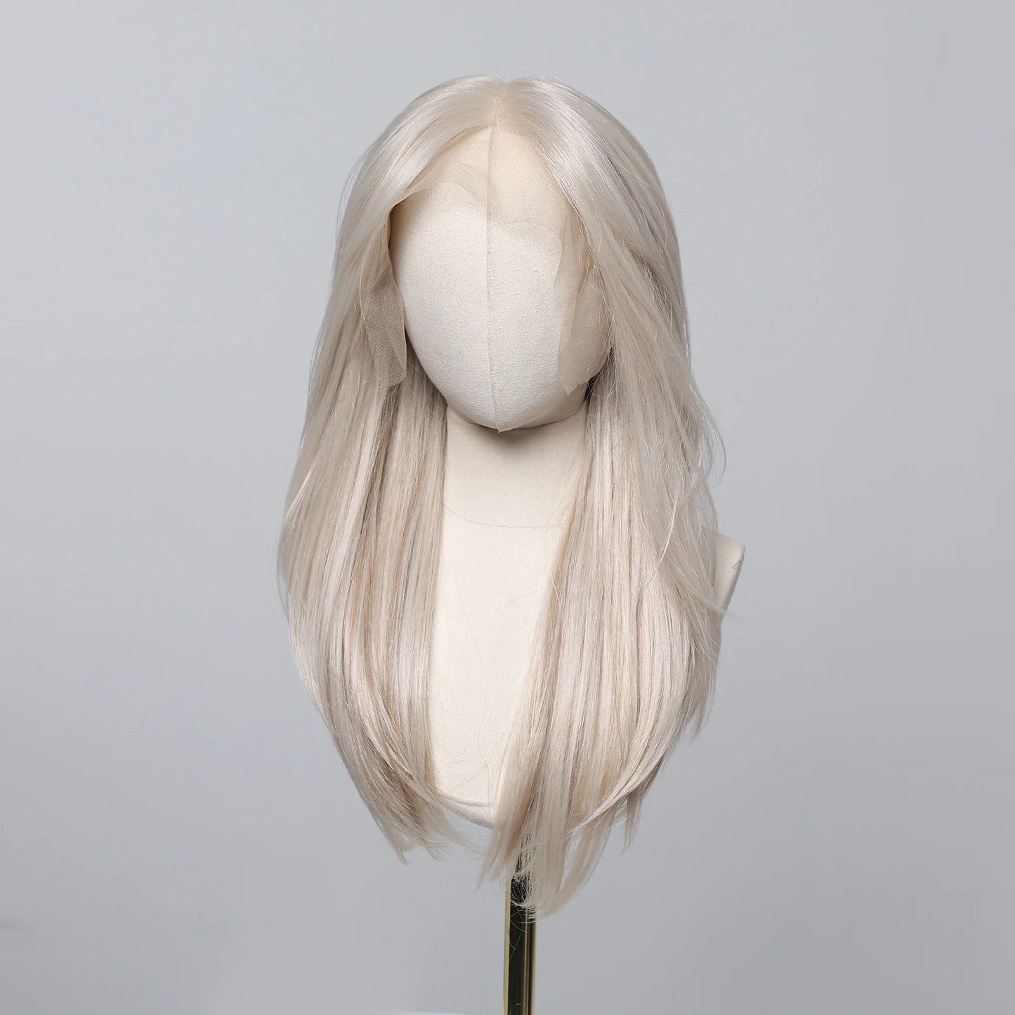 LOUIS FERRE Platinum 13*6 Lace Front Synthetic Wigs for White Women Long Straight Layered Wig Free Part Daily Party High Density