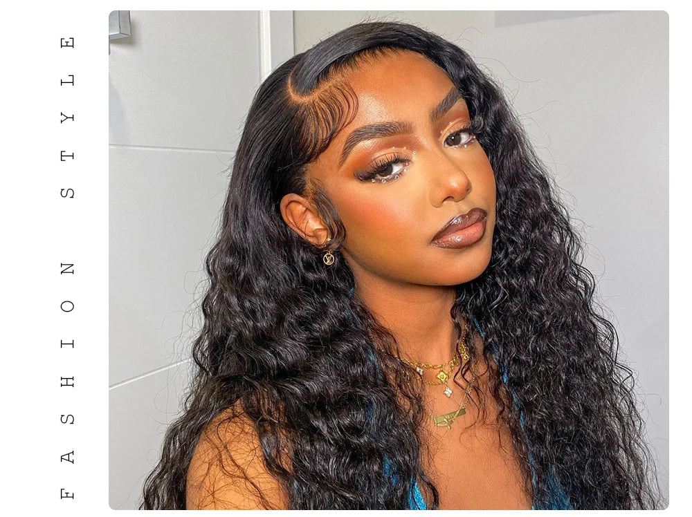 Deep Wave Frontal Wig Human Hair 13x4 Curly Human Hair Wig Transparent Lace Wig 13x6 Water Wave Wigs 180 Density