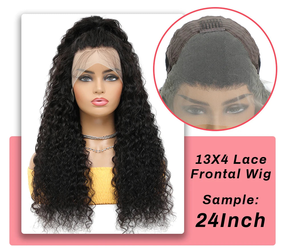 Deep Wave Frontal Wig Human Hair 13x4 Curly Human Hair Wig Transparent Lace Wig 13x6 Water Wave Wigs 180 Density