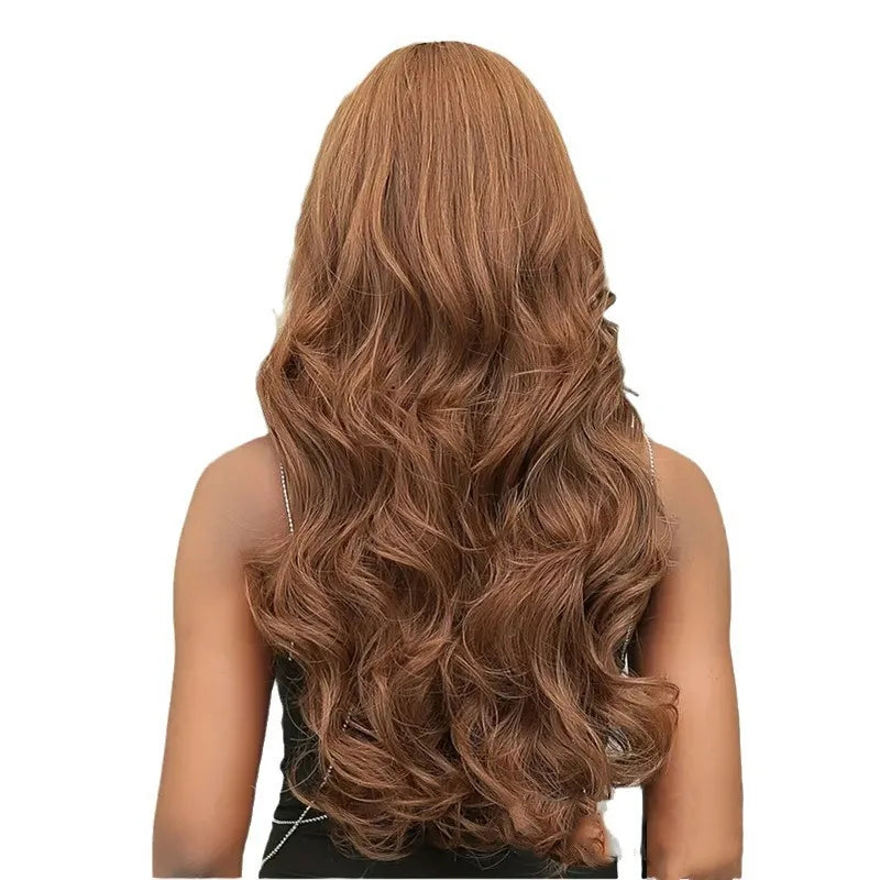 Best-selling synthetic fiber long curly air bangs big wave high temperature silk mechanism full head wig