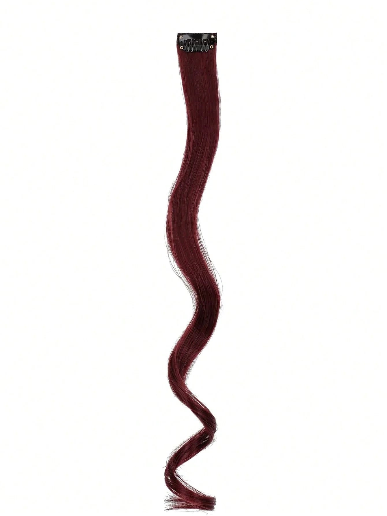 7pcs large wave black 22-inch medium synthetic clip-on hair extension
