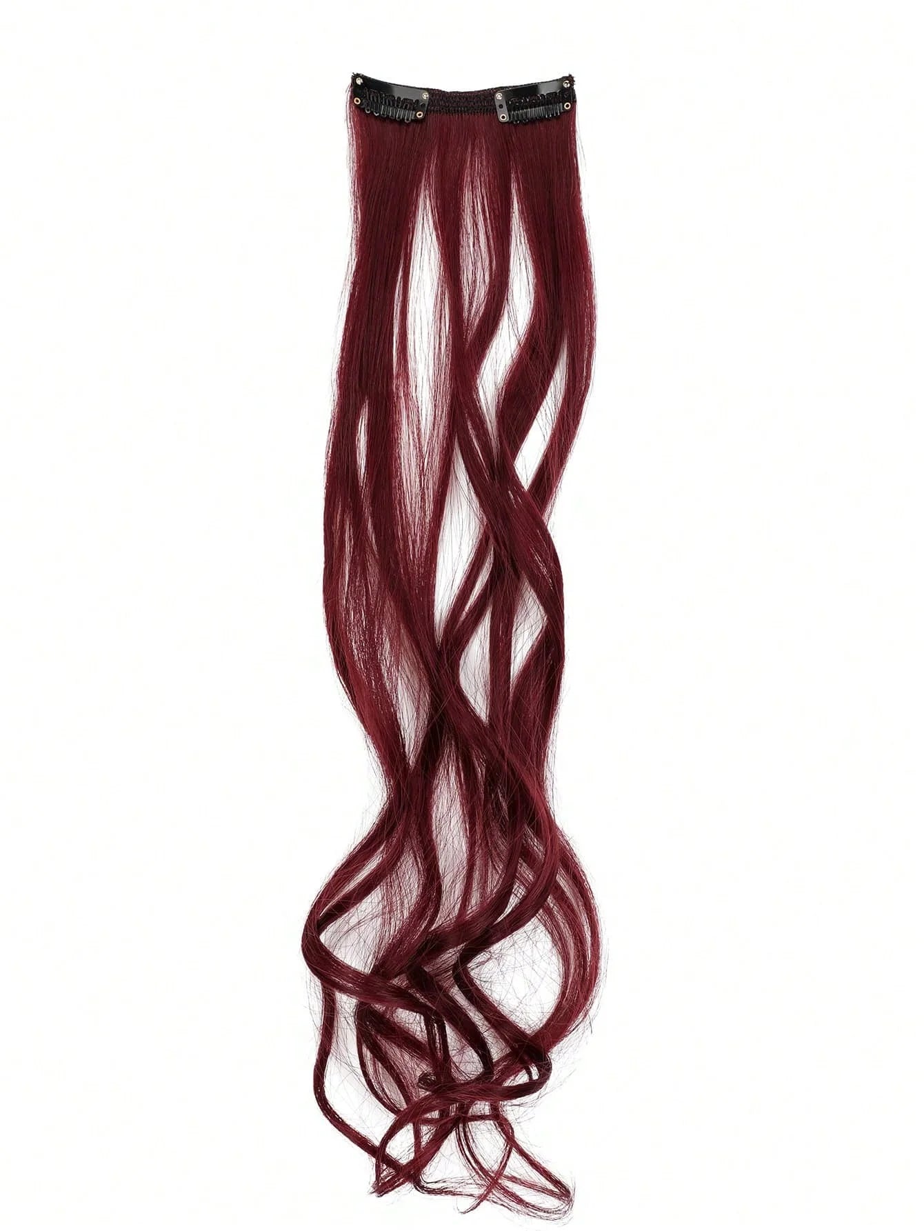 7pcs large wave black 22-inch medium synthetic clip-on hair extension