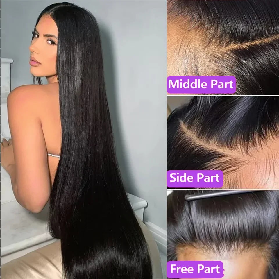 300% Density 36 Inch Bone Straight Vietnamese Human Hair Wig For Women 13x4 Hd Transparent Lace Frontal Wig Remy Hair Preplucked