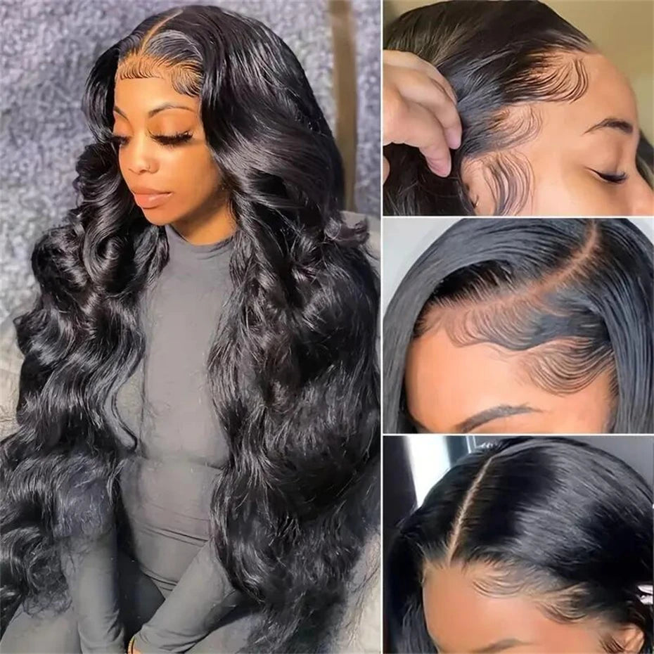 200% 300% High Density Lace Wig 13x4 13x6 360 Transparent Lace Front Human Hair Wig Pre Plucked Long Body Wave Lace Frontal Wigs