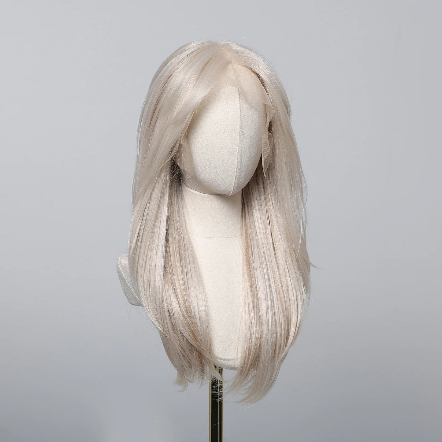 LOUIS FERRE Platinum 13*6 Lace Front Synthetic Wigs for White Women Long Straight Layered Wig Free Part Daily Party High Density