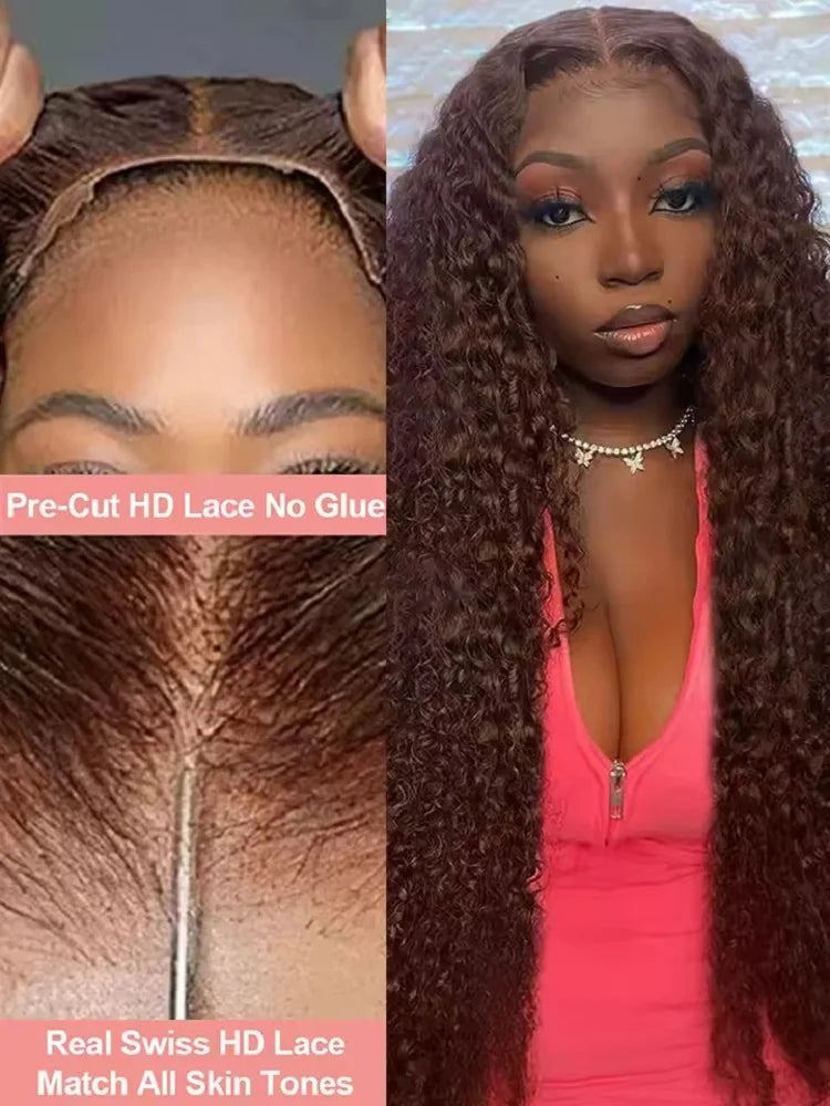 13x4 Deep Wave Chocolate Brown Lace Front Wigs 13x6 Hd Human Hair Lace Frontal Wig Colored Wig For Women 250 Density Pre Plucked