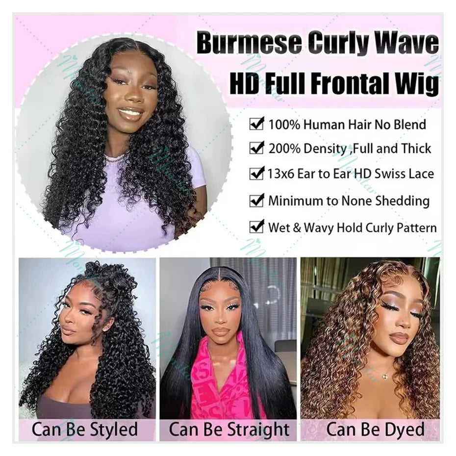 300 400 High Density Lace Wig 12A Burmese Curly Hair Wig Hd Lace Wig 13x6 Human Hair Vietnamese 13x4 Full Frontal Human Hair Wig