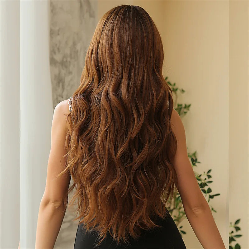 Best-selling synthetic fiber long curly air bangs big wave high temperature silk mechanism full head wig