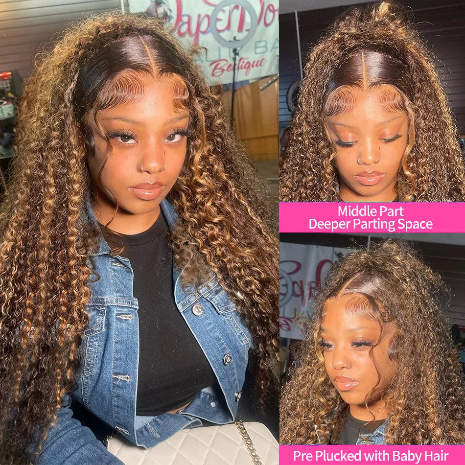 200 Density Highlight Wig Human Hair 13x6 Hd Lace Frontal Wig 30 38 Inch Curly Wigs Deep Wave 13x4 Lace Front Wig With Baby Hair