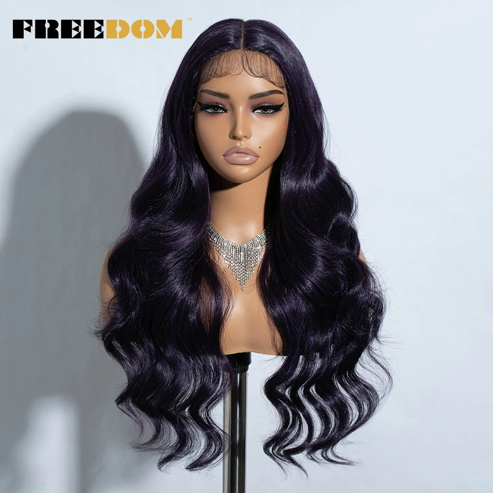 FREEDOM Synthetic Lace Front Wigs For Women 26“ Highlight Honey Brown Body Wave Wig Ombre Blonde Lace Wig Synthetic Cosplay Wig