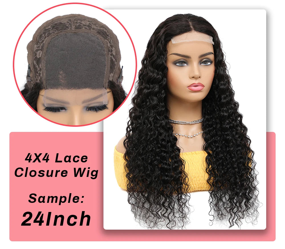 Deep Wave Frontal Wig Human Hair 13x4 Curly Human Hair Wig Transparent Lace Wig 13x6 Water Wave Wigs 180 Density
