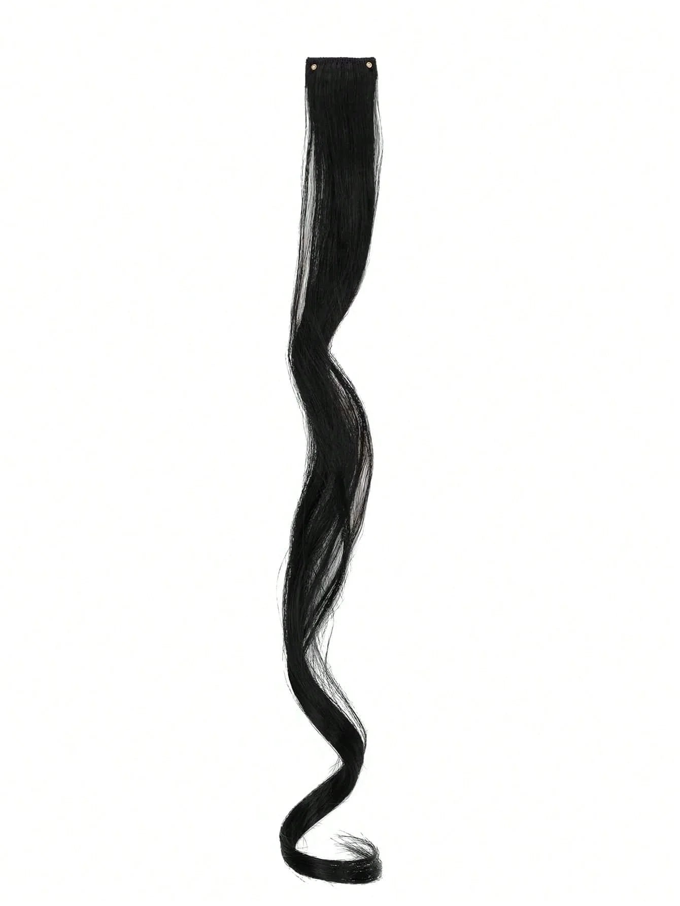 7pcs large wave black 22-inch medium synthetic clip-on hair extension