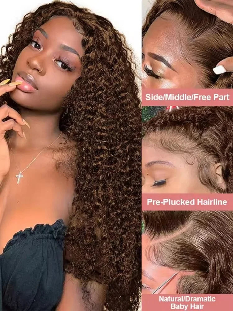 13x4 Deep Wave Chocolate Brown Lace Front Wigs 13x6 Hd Human Hair Lace Frontal Wig Colored Wig For Women 250 Density Pre Plucked