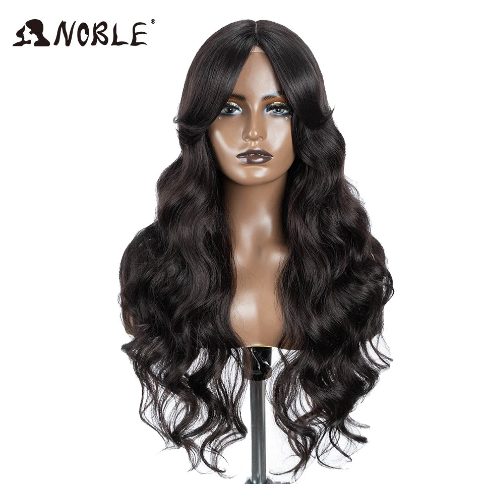 Noble Synthetic Lace Front Wig Long Wavy 36 " Body Wavy Side Part Lace Wig For Women Lace Front Wig Ombre Blonde Cosplay Wig