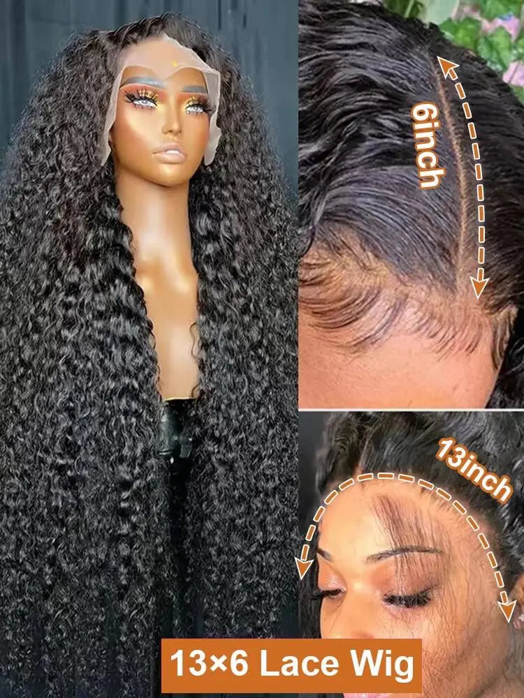 Deep Wave Frontal Wig Human Hair 13x4 Curly Human Hair Wig Transparent Lace Wig 13x6 Water Wave Wigs 180 Density