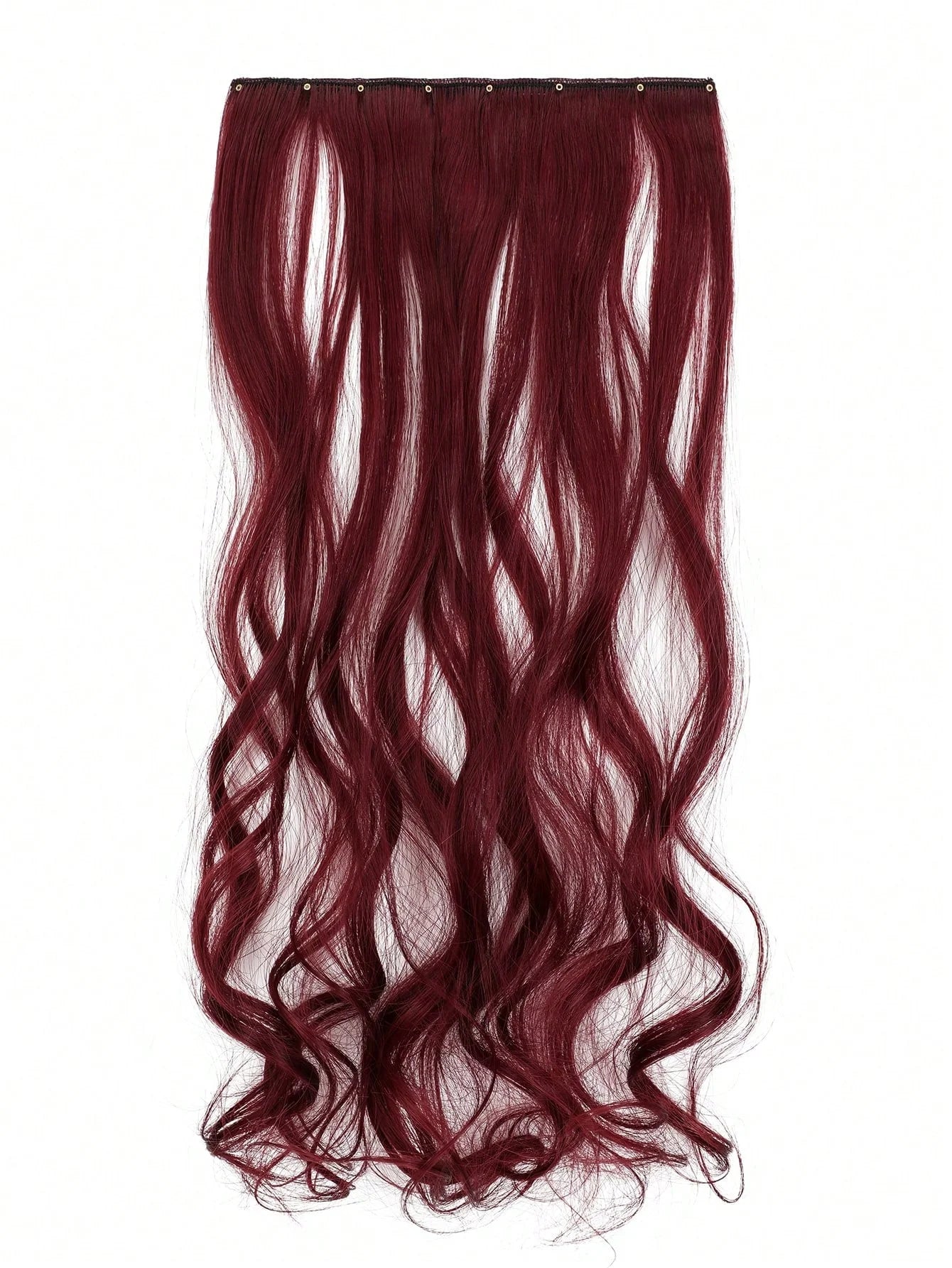 7pcs large wave black 22-inch medium synthetic clip-on hair extension