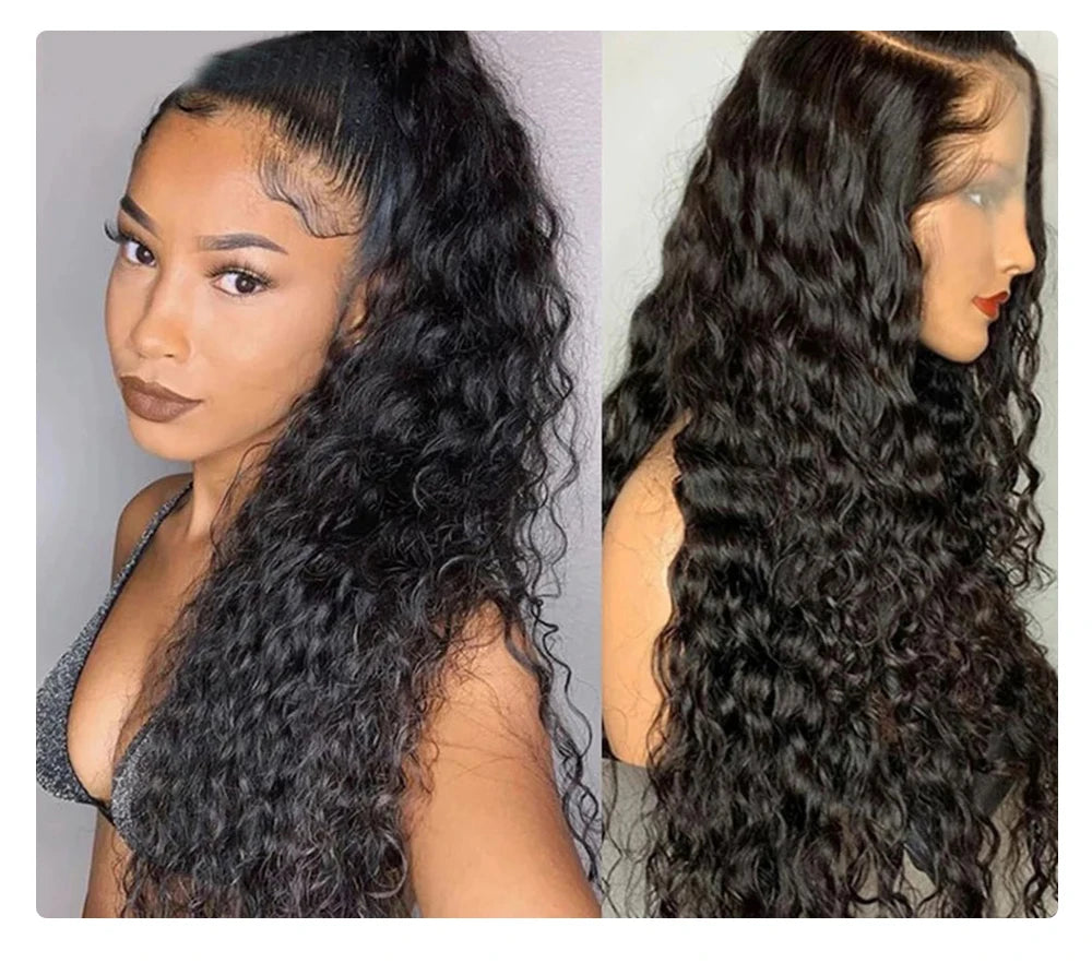 Deep Wave Frontal Wig Human Hair 13x4 Curly Human Hair Wig Transparent Lace Wig 13x6 Water Wave Wigs 180 Density