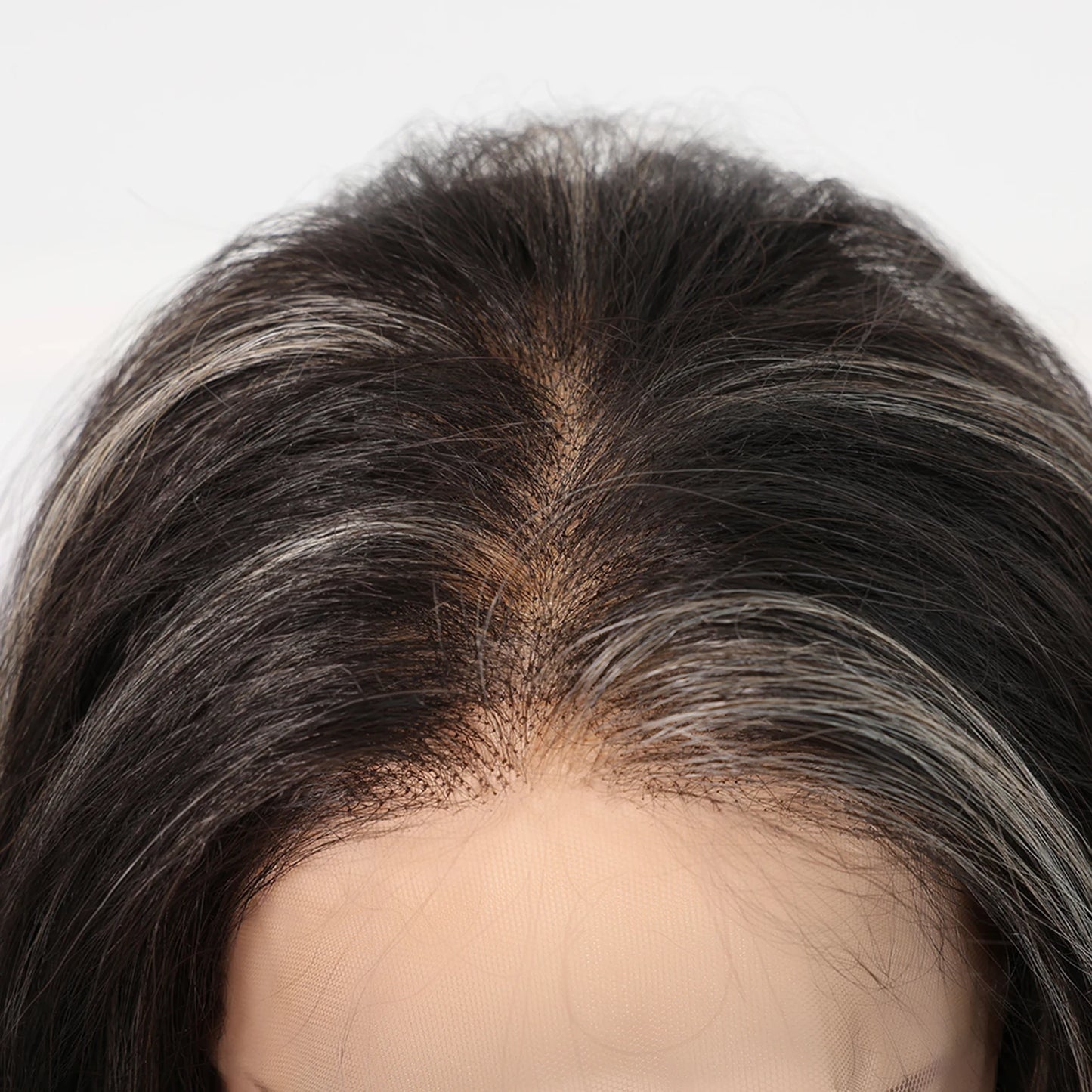 Natural Black With Blonde Highlights Wigs For Women Daily Straight Layered 13*6 Lace Front Synthetic Wig Free Part High Density