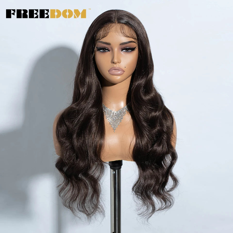 FREEDOM Synthetic Lace Front Wigs For Women 26“ Highlight Honey Brown Body Wave Wig Ombre Blonde Lace Wig Synthetic Cosplay Wig