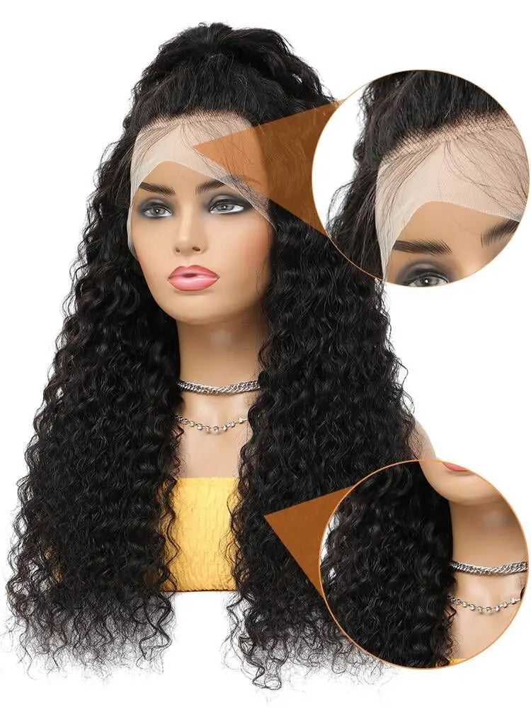 Deep Wave Frontal Wig Human Hair 13x4 Curly Human Hair Wig Transparent Lace Wig 13x6 Water Wave Wigs 180 Density