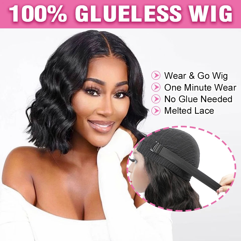 Glueless Wigs Human Hair Wear And Go Loose Deep Wave Bob Wigs For Women 4x4 Ready To Go Human Hair Wigs Pre Cut Lace Wig