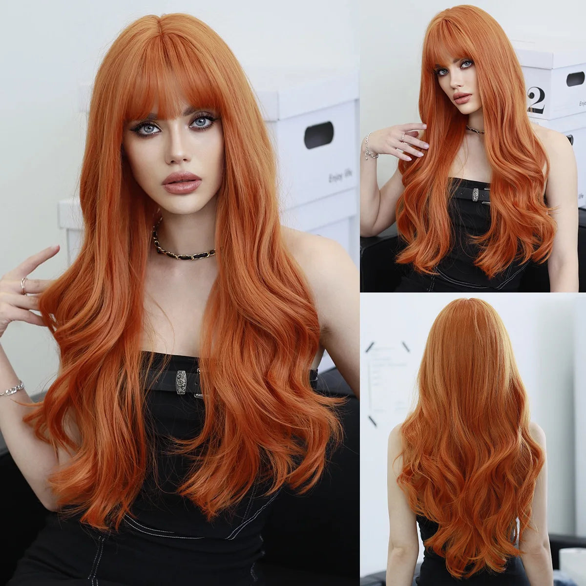 Best-selling synthetic fiber long curly air bangs big wave high temperature silk mechanism full head wig