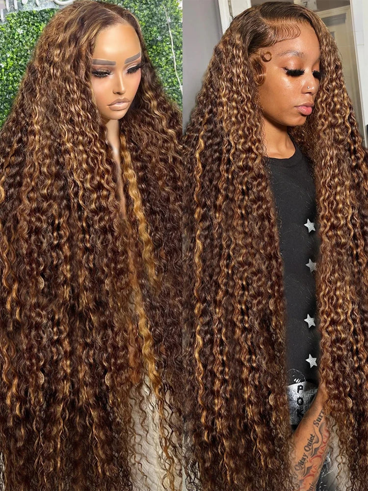 200 Density Highlight Wig Human Hair 13x6 Hd Lace Frontal Wig 30 38 Inch Curly Wigs Deep Wave 13x4 Lace Front Wig With Baby Hair