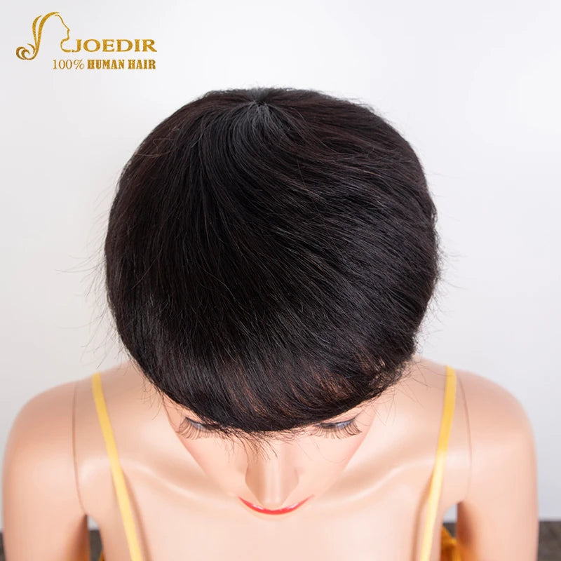 Joedir Wholesale Clearance Brown Color Short Wavy Bob Pixie Cut Full Machine Made Human Hair Wigs With Bangs For Black Women