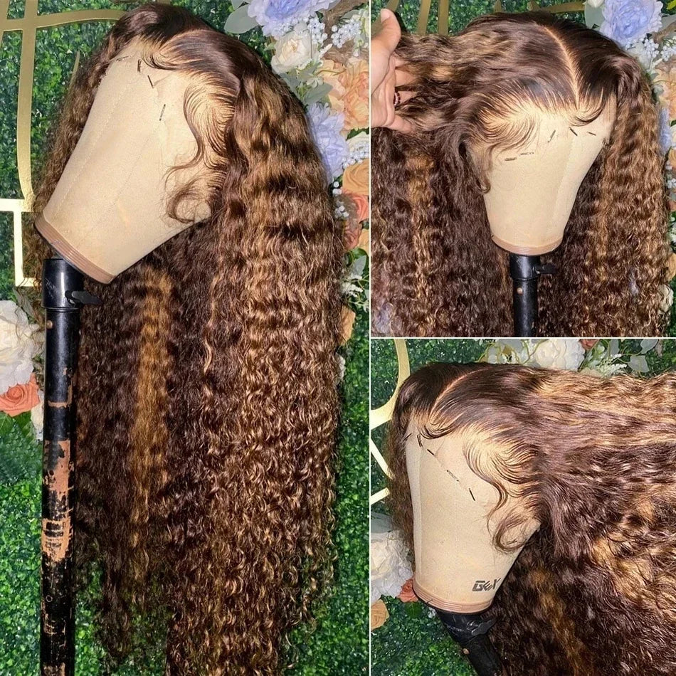 200 Density Highlight Wig Human Hair 13x6 Hd Lace Frontal Wig 30 38 Inch Curly Wigs Deep Wave 13x4 Lace Front Wig With Baby Hair