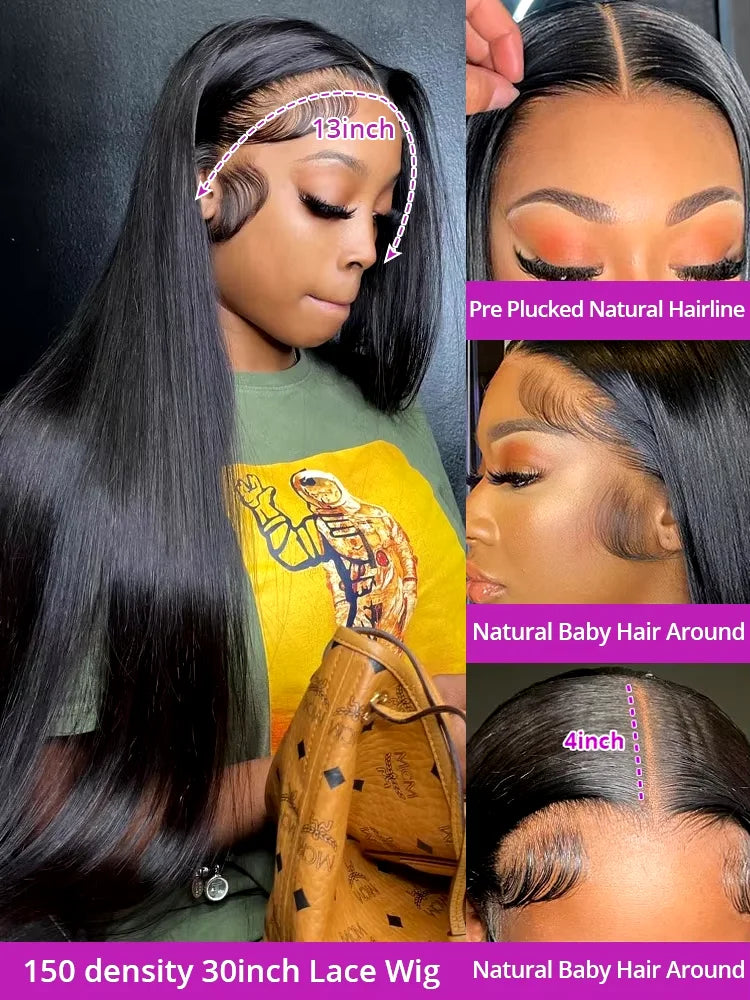 300% Density 36 Inch Bone Straight Vietnamese Human Hair Wig For Women 13x4 Hd Transparent Lace Frontal Wig Remy Hair Preplucked