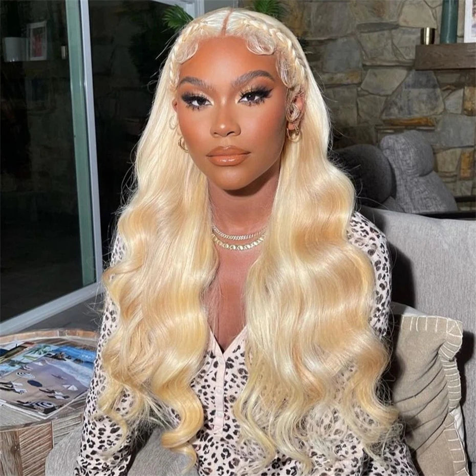 13x6 Highlight Ash Blonde Wigs Human Hair Brazilian Body Wave Lace Front Human Hair Wigs 613 Blonde Color 13x6 Lace Frontal Wigs