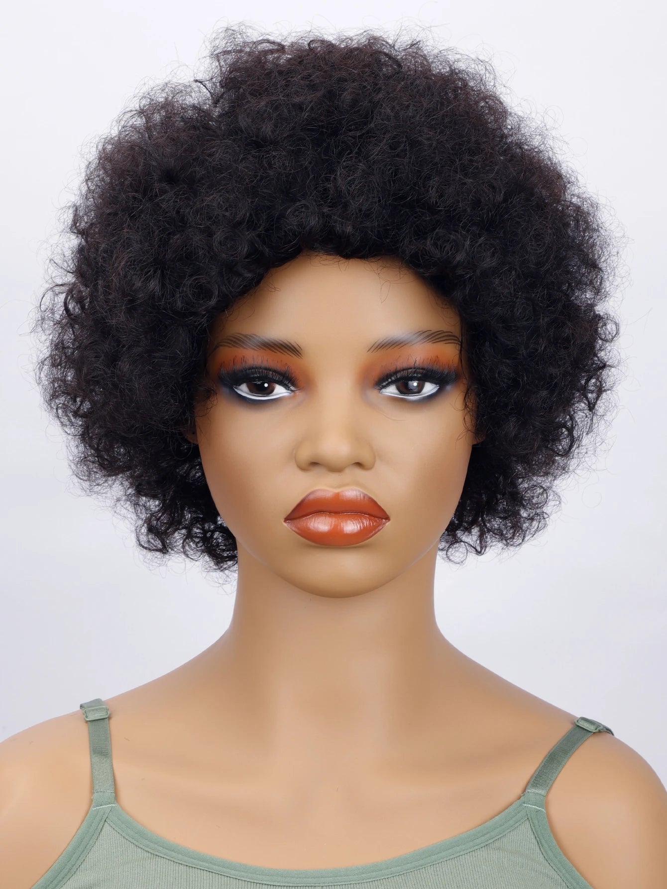 Afro Kinky Curly Human Hair Short Wigs For Women Fluffy Machine Made Wig Human Hair Pixie Cut Natural Looking