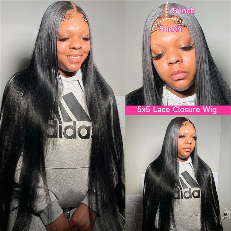 300% Real High Density Raw Vietnamese Hair 13x4 HD  Lace Front Human Hair Wigs Super Double Drawn Bone Straight 5x5 Closure Wig