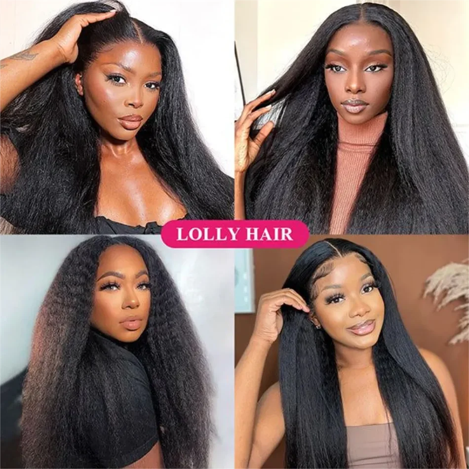 Kinky Straight 13x4 HD  Lace Front Wig Human Hair PrePlucked Yaki Transparent HD Lace Frontal Wigs Human Hair Wigs For Women