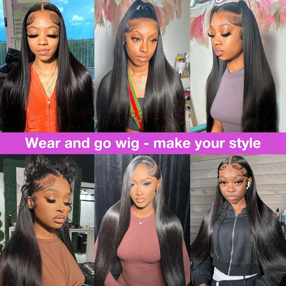 300% Density 36 Inch Bone Straight Vietnamese Human Hair Wig For Women 13x4 Hd Transparent Lace Frontal Wig Remy Hair Preplucked