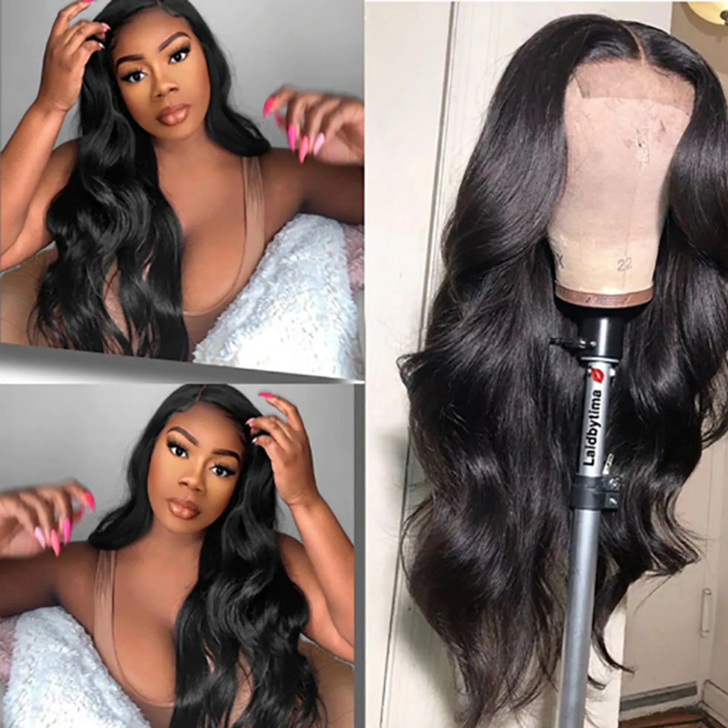 Black Synthetic Wig Premium Natural Black Wavy Synthetic Wig For Women Middle Part Curly Natural Looking Long Full Volume