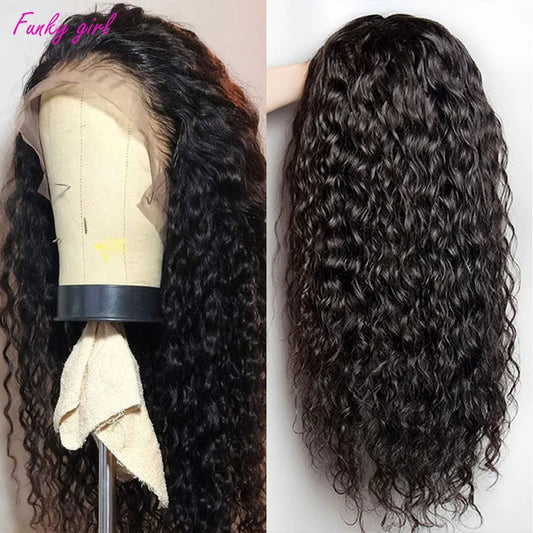 Water Wave 100% Brazilian Curly Hair 13x4 Lace Front Wig 100% Real Human Hair Wigs Natural Color Wigs For Black Women Super Deal