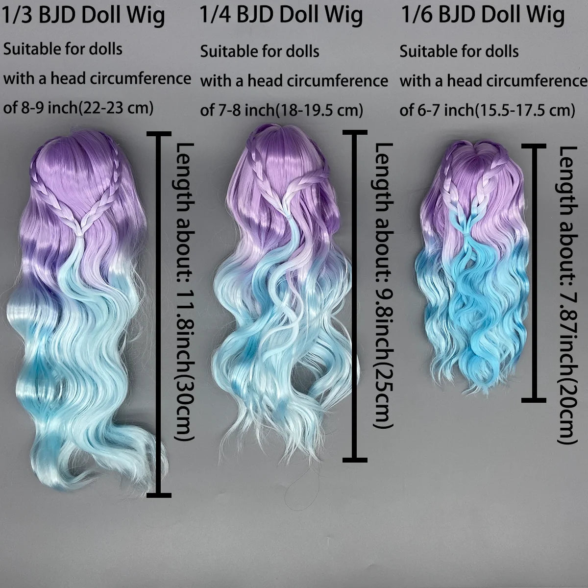 Bjd Doll Wig1/3 & 1/4 & 1/6 Long Deep Wave Wearing Braids Synthetic Wig Doll Accessories For Girls DIY BJD Doll Hair Cute