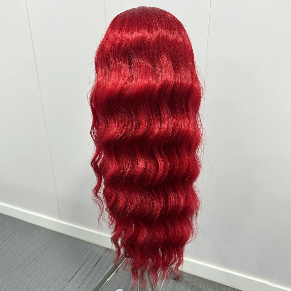 Bright Purple Natural Wave Wig Synthetic Lace Front Wigs for Women Long Loose Deep Curl Lace Wig Purple Wig Daily Use Cosplay