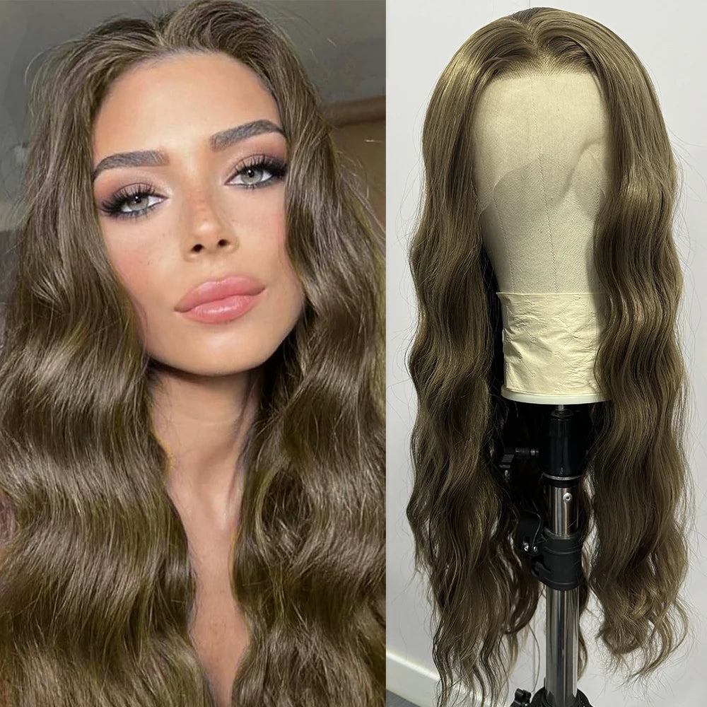 Bright Purple Natural Wave Wig Synthetic Lace Front Wigs for Women Long Loose Deep Curl Lace Wig Purple Wig Daily Use Cosplay